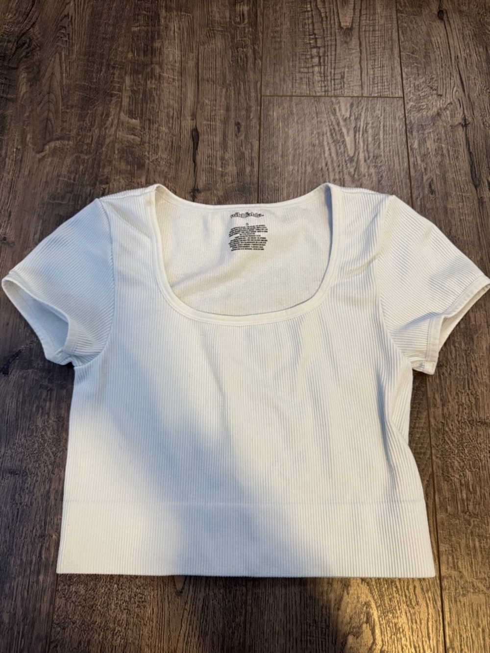 wild fable White Ribbed Scoop-Neck Crop Top